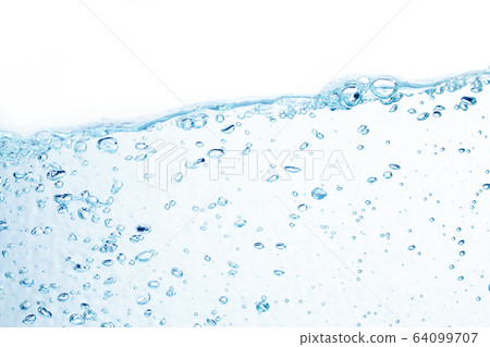 Blue bubbles underwater on white background. Blue bubbles underwater on white background. 64099707
