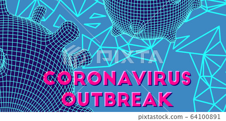 Coronavirus futuristic glowing vector 3d mesh cell 64100891