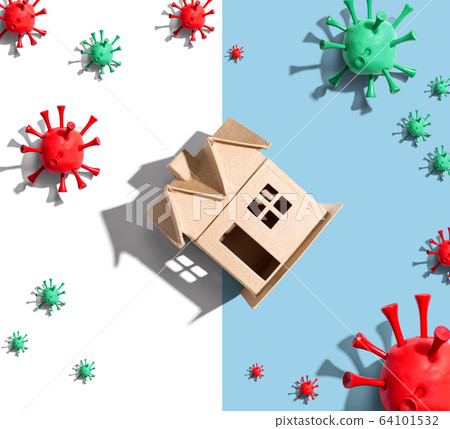 House with influenza and Coronavirus concept 64101532