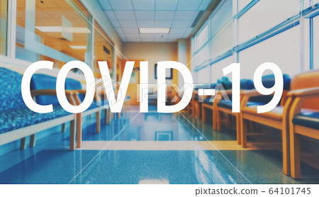 COVID-19 theme with a medical waiting room background 64101745