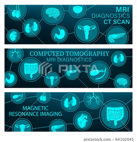 MRI diagnostics and CT scan medical banners MRI diagnostics and CT scan medical banners 64102045