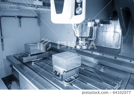 The CNC milling machine rough cutting . 64102077