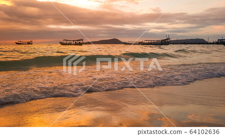 The sunrise from Koh Rong Samloem, Cambodia The sunrise from Koh Rong Samloem, Cambodia 64102636