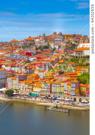 Porto, Portugal old town view with Douro river Porto, Portugal old town view with Douro river 64102659