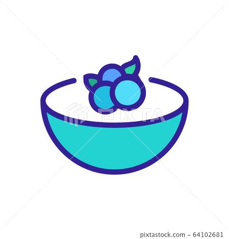 blueberries in a bowl icon vector outline illustration 64102681