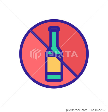 do not drink alcohol icon vector outline illustration 64102732