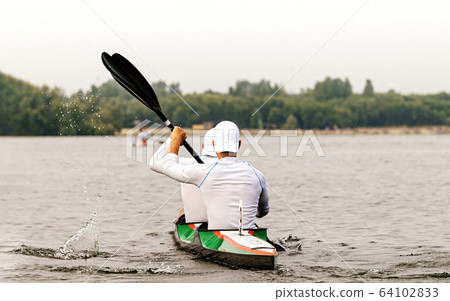 back two kayakers paddling kayak back two kayakers paddling kayak 64102833