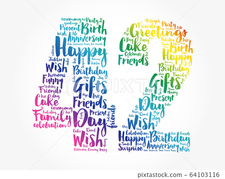 Happy 42nd birthday word cloud 64103116