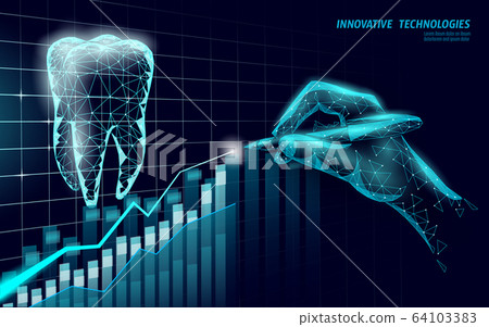 Medical healthy human tooth 3d. Medicine model low poly. Doctor online concept. Medical consultation app. Web healthcare dentist stomatologist modern technology vector illustration 64103383