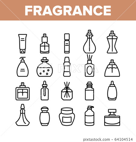 Fragrance Bottles Collection Icons Set Vector - Stock Illustration ...