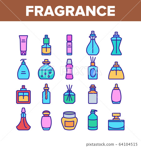 Fragrance Bottles Collection Icons Set Vector - Stock Illustration ...