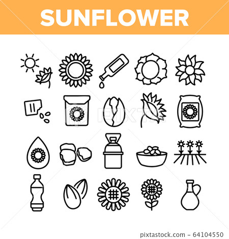 Sunflower Products Collection Icons Set Vector Sunflower Products Collection Icons Set Vector 64104550