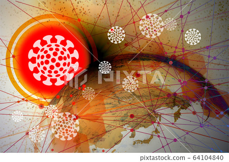 Virus image spread around the world-red network background 64104840