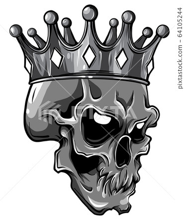Vector illustration human death skull in crown with roses Vector illustration human death skull in crown with roses 64105244