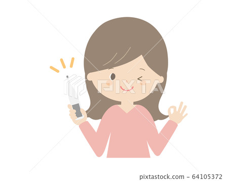 A woman posing OK with a thermometer 64105372