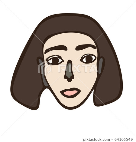 Minimalistic linear isolated female portrait. 64105549