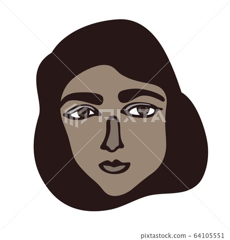 Minimalistic linear isolated female portrait. 64105551