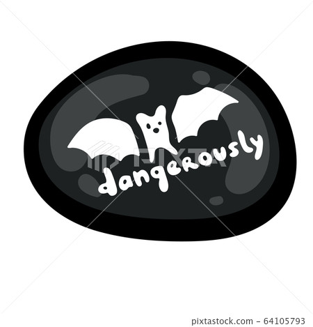 Black vector sticker cartoon bat and phrase Black vector sticker cartoon bat and phrase 64105793