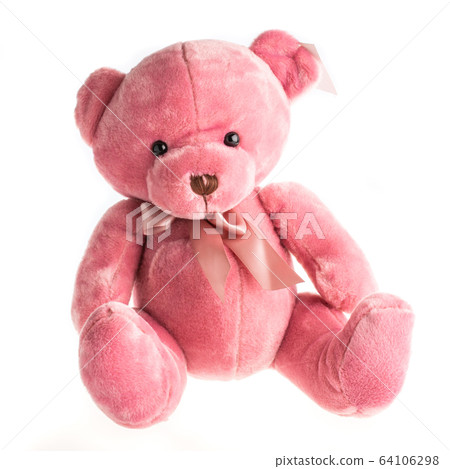 Toy, pink bear, teddy on white background Toy, pink bear, teddy on white background 64106298