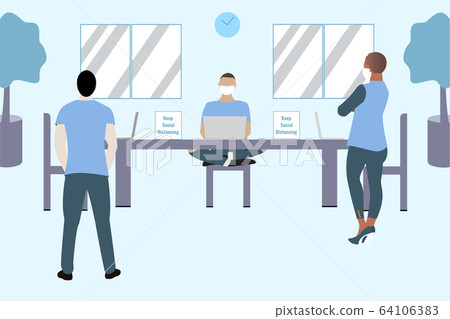 Social distancing and work communication concept, Coronavirus COVID-19 pandemic 2019-ncov prevention Social distancing and work communication concept, Coronavirus COVID-19 pandemic 2019-ncov prevention 64106383