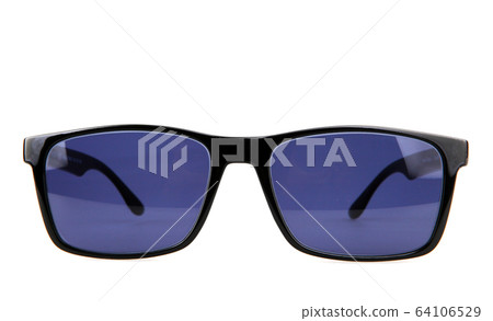 Close-Up Of Black Sunglasses Against White 64106529