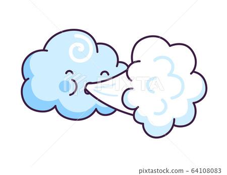 Cute cloud blowing wind. Cute cloud blowing wind. 64108083
