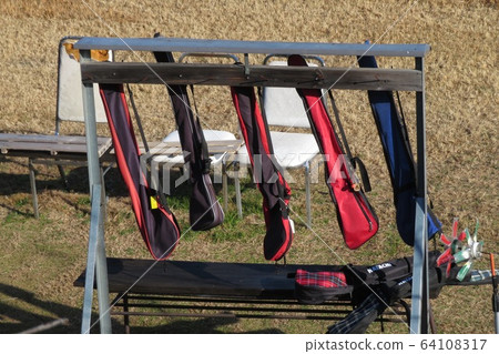 Ground golf equipment case hung on equipment rack Ground golf equipment case hung on equipment rack 64108317