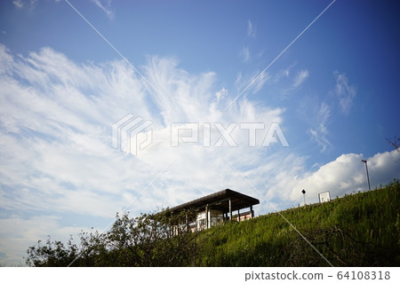 Blue sky and station building Blue sky and station building 64108318