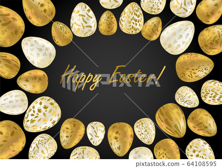 Easter egg. Greeting card with Golden eggs.... - Stock Illustration ...