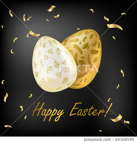 Easter egg. Greeting card with Golden eggs.... - Stock Illustration ...