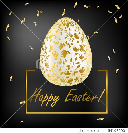 Easter egg. Greeting card with Golden eggs.... - Stock Illustration ...