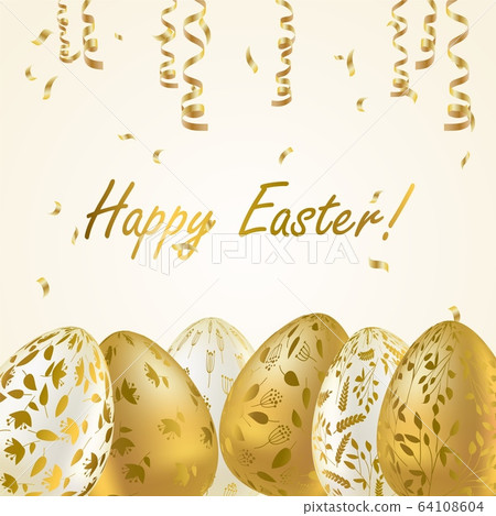 Easter egg. Greeting card with Golden eggs.... - Stock Illustration ...