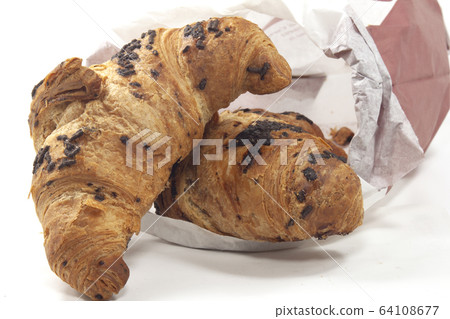 croissant croissant filled with chocolate with bag 64108677