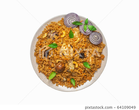 Isolated chicken Biryani. Arabic traditional food Isolated chicken Biryani. Arabic traditional food 64109049