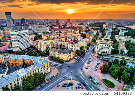 Aerial view of Glory Square in Pechersk - central Kiev, Ukraine Aerial view of Glory Square in Pechersk - central Kiev, Ukraine 64109388