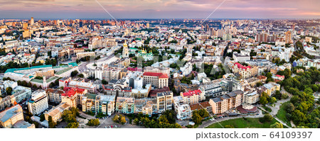 Aerial panorama of Old Kiev in Ukraine Aerial panorama of Old Kiev in Ukraine 64109397