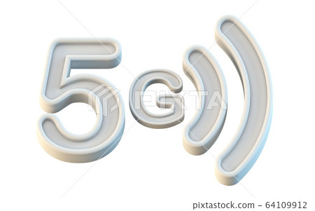 White 5G icon 3D 64109912