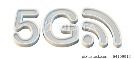 White 5G icon 3D 64109913