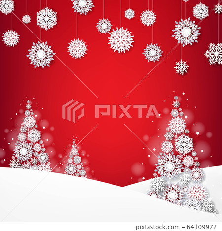 Xmas Card With Christmas Tree Snowflake 64109972