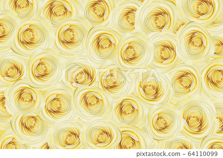 Creative pattern with paper rose flower on pastel color background. 64110099