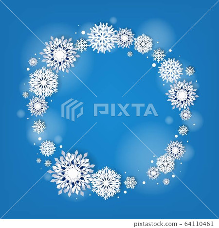 Winter Card With White Snowflakes 64110461