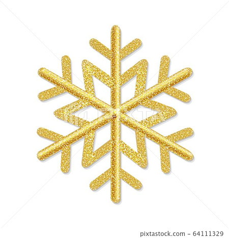 Golden Snowflake Isolated White Background 64111329