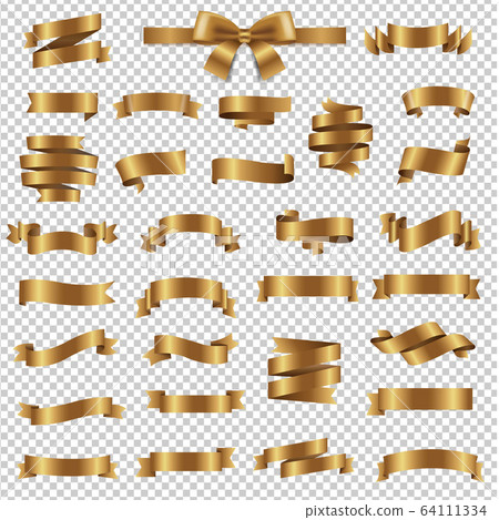 Golden Ribbon Collection Isolated transparent - Stock Illustration ...