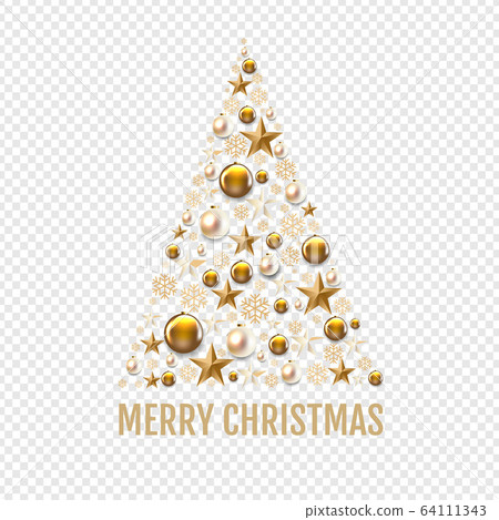 Download Christmas Tree With Golden Christmas Toys And Stock Illustration 64111343 Pixta Yellowimages Mockups