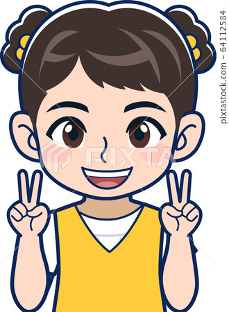 Elementary school girl in yellow clothes Elementary school girl in yellow clothes 64112584