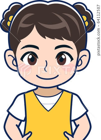 Elementary school girl in yellow clothes Elementary school girl in yellow clothes 64112587