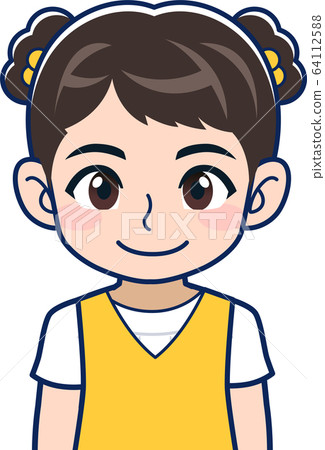 Elementary school girl in yellow clothes Elementary school girl in yellow clothes 64112588