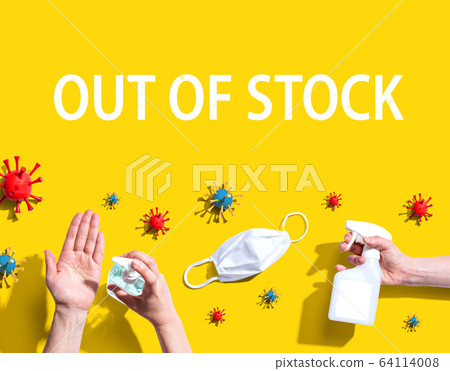 Out of stock theme with viral and hygiene objects 64114008
