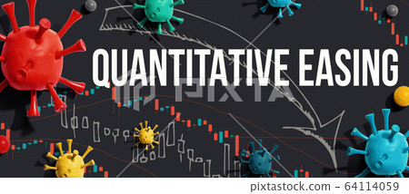 Quantitative Easing theme with viruses and stock price charts Quantitative Easing theme with viruses and stock price charts 64114059
