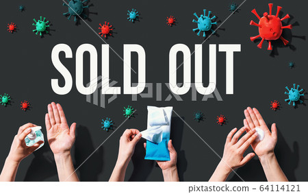 Sold out theme with viral and hygiene objects 64114121